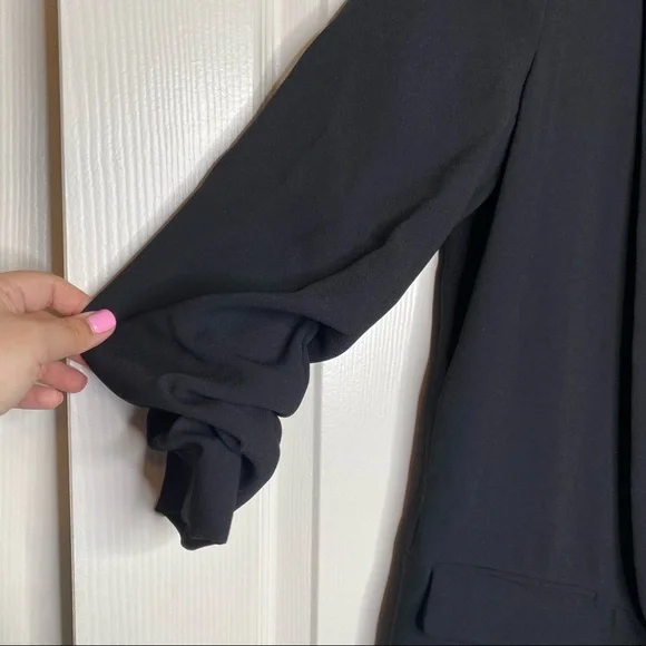 Zara Black Longline Ruched Sleeve Blazer Size XS - Picture 3 of 11